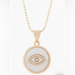 Adorina Gold Plated Sterling Silver Mother-Of-Pearl Evil Eye Pendant Necklace